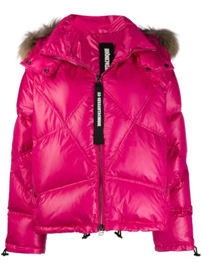 Shop As65 Fur Hooded Jacket In Pink