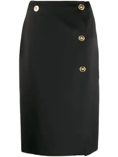 Shop Versace Medusa Buttons Straight Skirts In Black