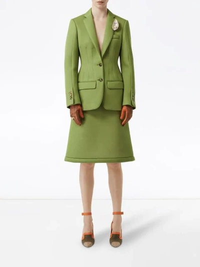 Double-faced Neoprene Tailored Jacket In Green