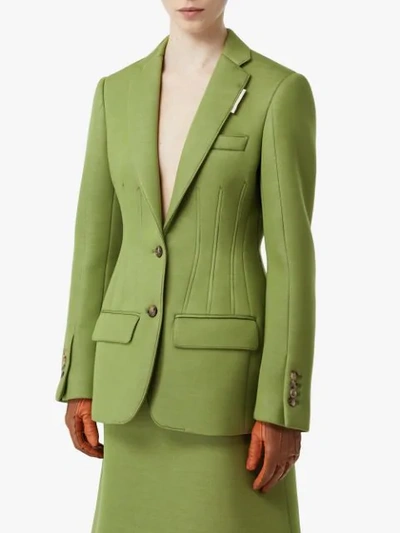 Shop Burberry Double-faced Neoprene Tailored Jacket In Green