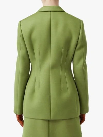 Shop Burberry Double-faced Neoprene Tailored Jacket In Green