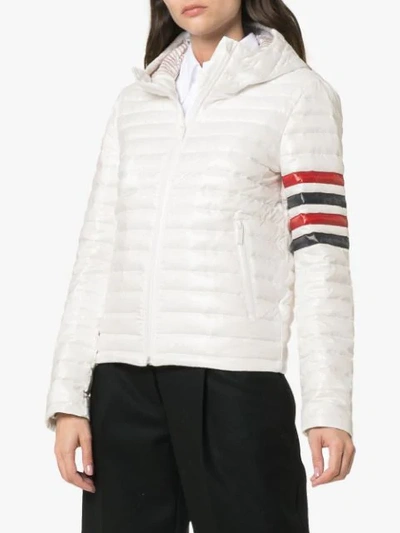 Shop Thom Browne Hooded Quilted Jacket - White