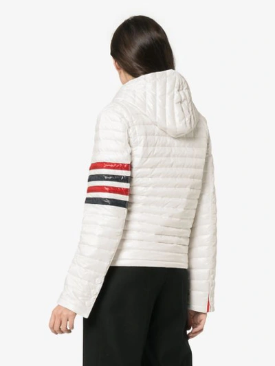 Shop Thom Browne Hooded Quilted Jacket - White