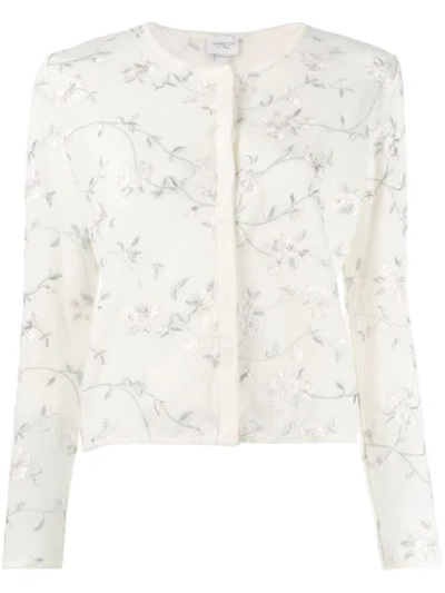 Shop Giambattista Valli Floral Embroidered Cardigan In White