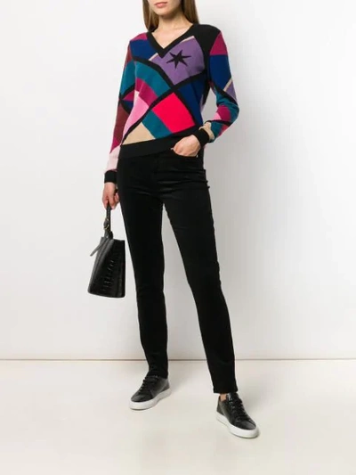 Shop Ps By Paul Smith V-neck Geometric Sweatshirt In Black