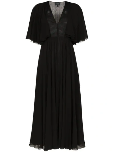 Shop Giambattista Valli Georgette Flared Sleeve Dress In Black
