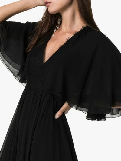 Shop Giambattista Valli Georgette Flared Sleeve Dress In Black