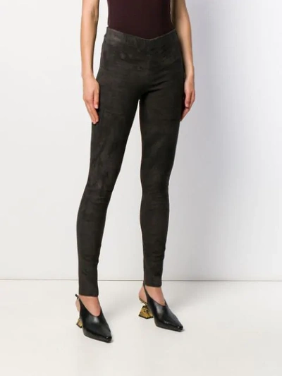 Shop Arma Leather Skinny Trousers In Grey