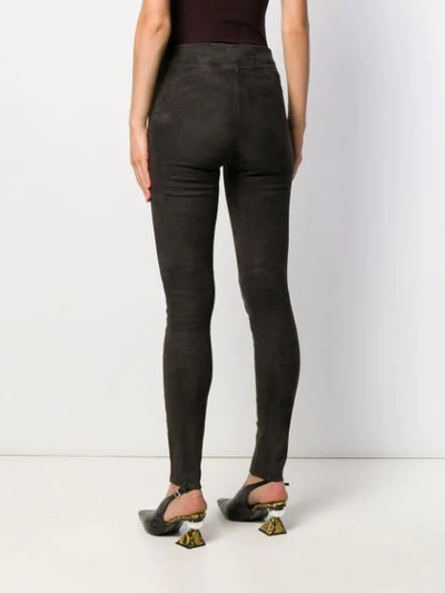 Shop Arma Leather Skinny Trousers In Grey