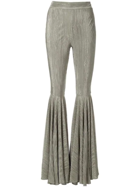 plisse flared trousers