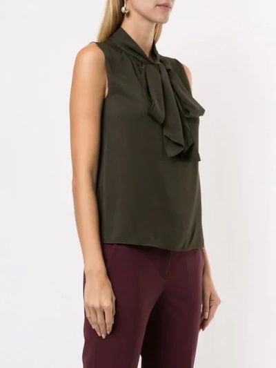 Shop Theory Sleeveless Pussy Bow Blouse In Green