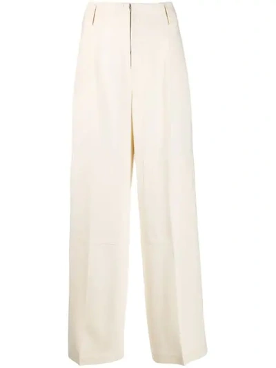 Shop Jil Sander High Rise Wide-leg Trousers In White