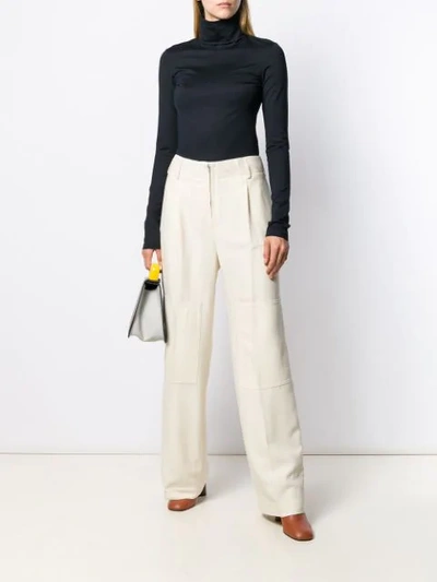 Shop Jil Sander High Rise Wide-leg Trousers In White