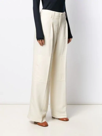 JIL SANDER HIGH RISE FLARED TROUSERS - 白色