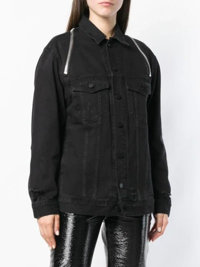 Shop Alexander Wang T Daze Zip Denim Jacket In Black