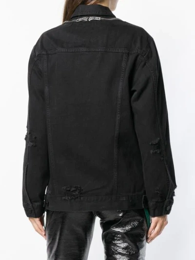 Shop Alexander Wang T Daze Zip Denim Jacket In Black