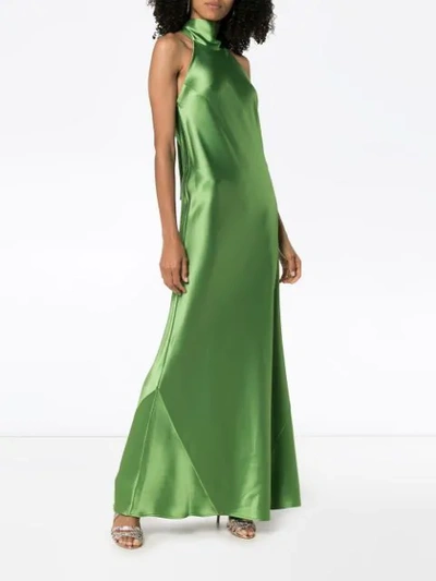 GALVAN HIGH NECK SATIN GOWN - 绿色