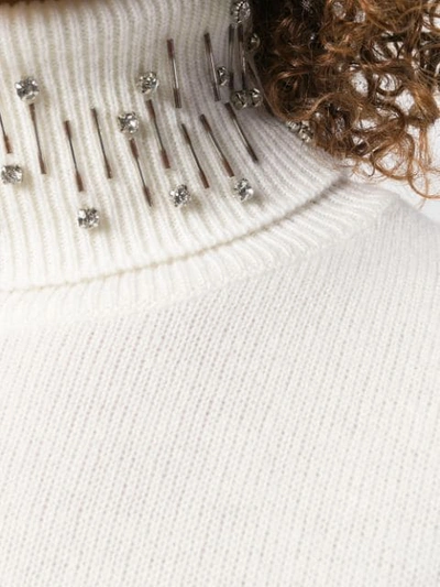 Shop Pinko Embellished Rollneck Sweater In White