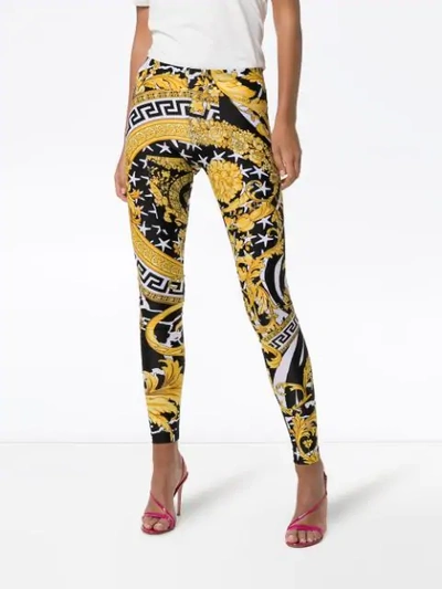 VERSACE BAROQUE PRINT SKINNY TROUSERS - 多色