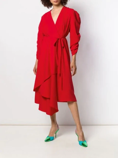 Shop A.w.a.k.e. Pleated Wrap Dress In Red