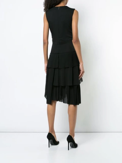 Shop Jason Wu Collection Pleated Ruffle Trim Midi Dress - Black