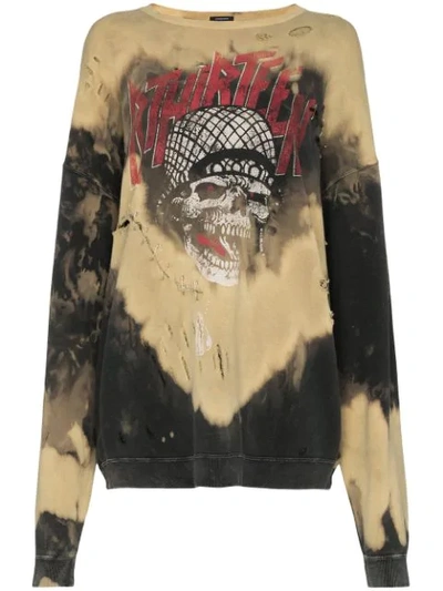 Shop R13 Battle Punk Bleached Sweatshirt In Brown