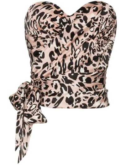 Shop Alexandre Vauthier Leopard Print Bustier Top In Pink
