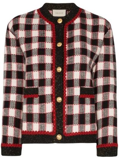 Shop Gucci Check Wool Cardigan In Multicolour