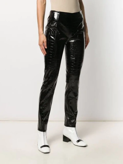 Shop Pinko Croc Embossed Faux Leather Trousers In Black