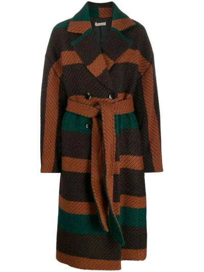 Shop Ulla Johnson Belted Double-breasted Coat In Brown