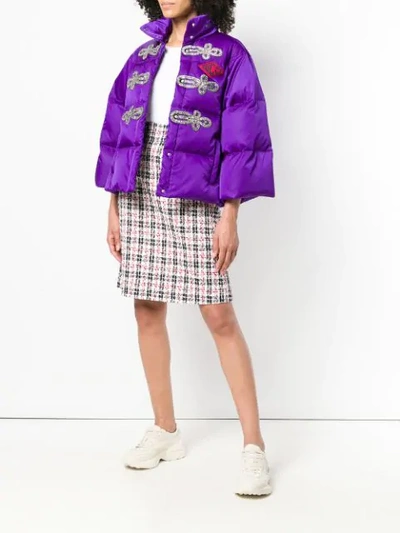 Shop Gucci Crystal-embellished Puffer Jacket - Purple