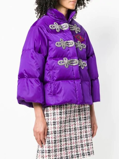 Shop Gucci Crystal-embellished Puffer Jacket - Purple