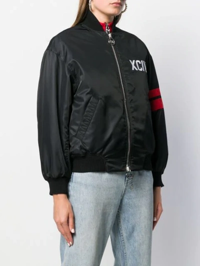 Shop Gcds Oversized Bomber Jacket In Black