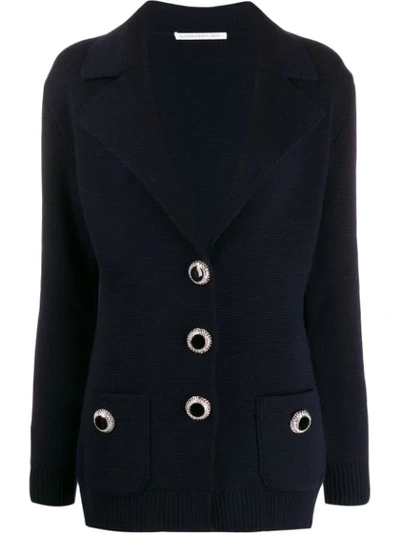 Shop Alessandra Rich Knitted Blazer Jacket In Blue