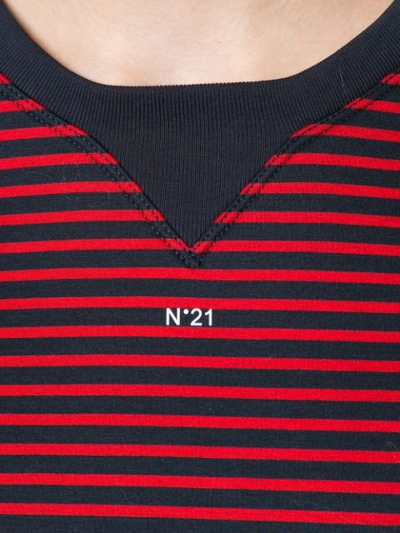 Shop N°21 Printed Logo Striped Sweatshirt In Blue