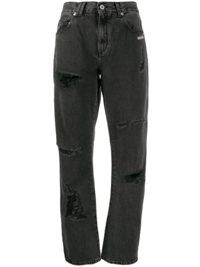 Shop Off-white Embroidered Jeans In Black