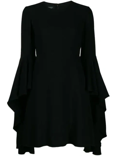 Shop Giambattista Valli Deep Ruffle Sleeve Mini Dress In Black