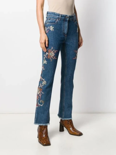 Shop Etro Floral Bootcut Denim Jeans In Blue