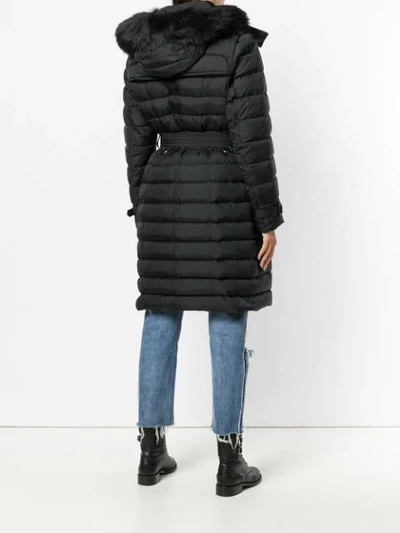 Shop Burberry Puffed Mid-length Hooded Coat In A1189 Black
