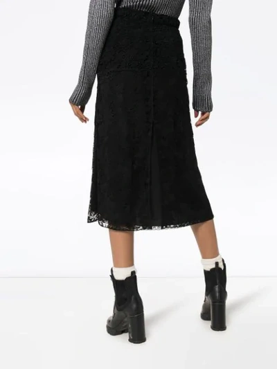 Shop Prada Lace Pencil Skirt In Black