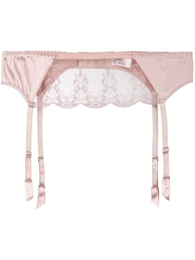 Shop Fleur Of England Antoinette Embroidered Suspender Belt In Pink