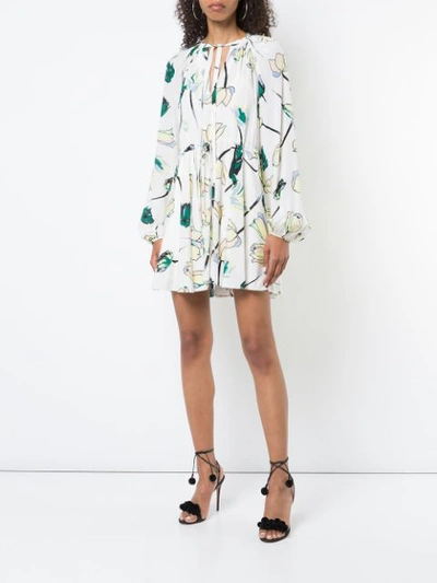 Shop Diane Von Furstenberg Dvf  Floral Short Dress - White