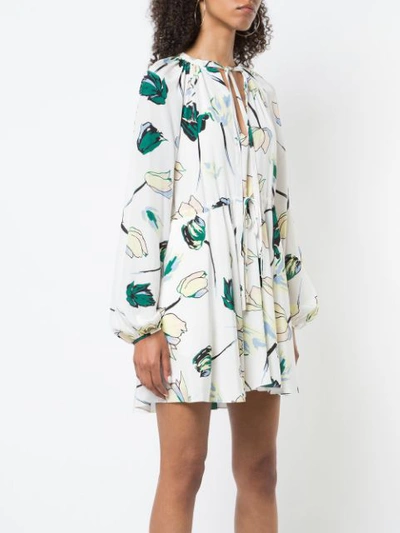 Shop Diane Von Furstenberg Dvf  Floral Short Dress - White