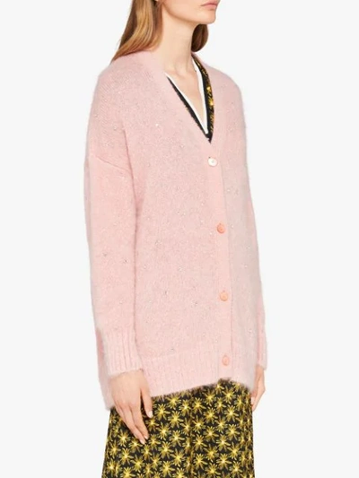 Shop Miu Miu Embellished Oversized Cardigan In Pink