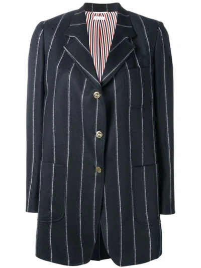 Shop Thom Browne Shadow Stripe Narrow Sack Jacket In Blue