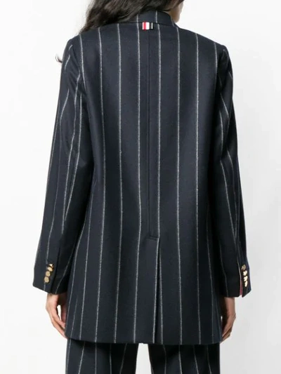 Shop Thom Browne Shadow Stripe Narrow Sack Jacket In Blue