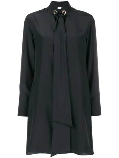 Shop Chloé Tie Neck Shift Dress In Black