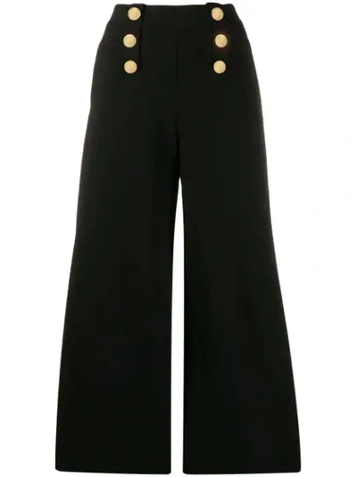 Shop Stella Mccartney Decorative Buttons Flared Trousers In Black