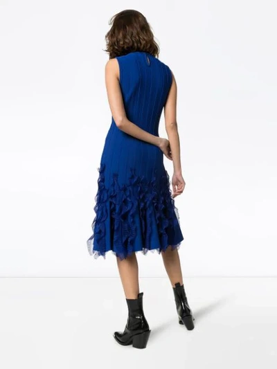 Shop Alexander Mcqueen Wave Hem Dress In Blue