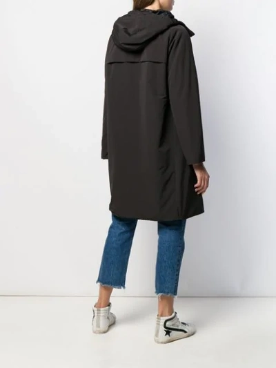 Shop Aspesi Padded Hooded Midi Coat In Black